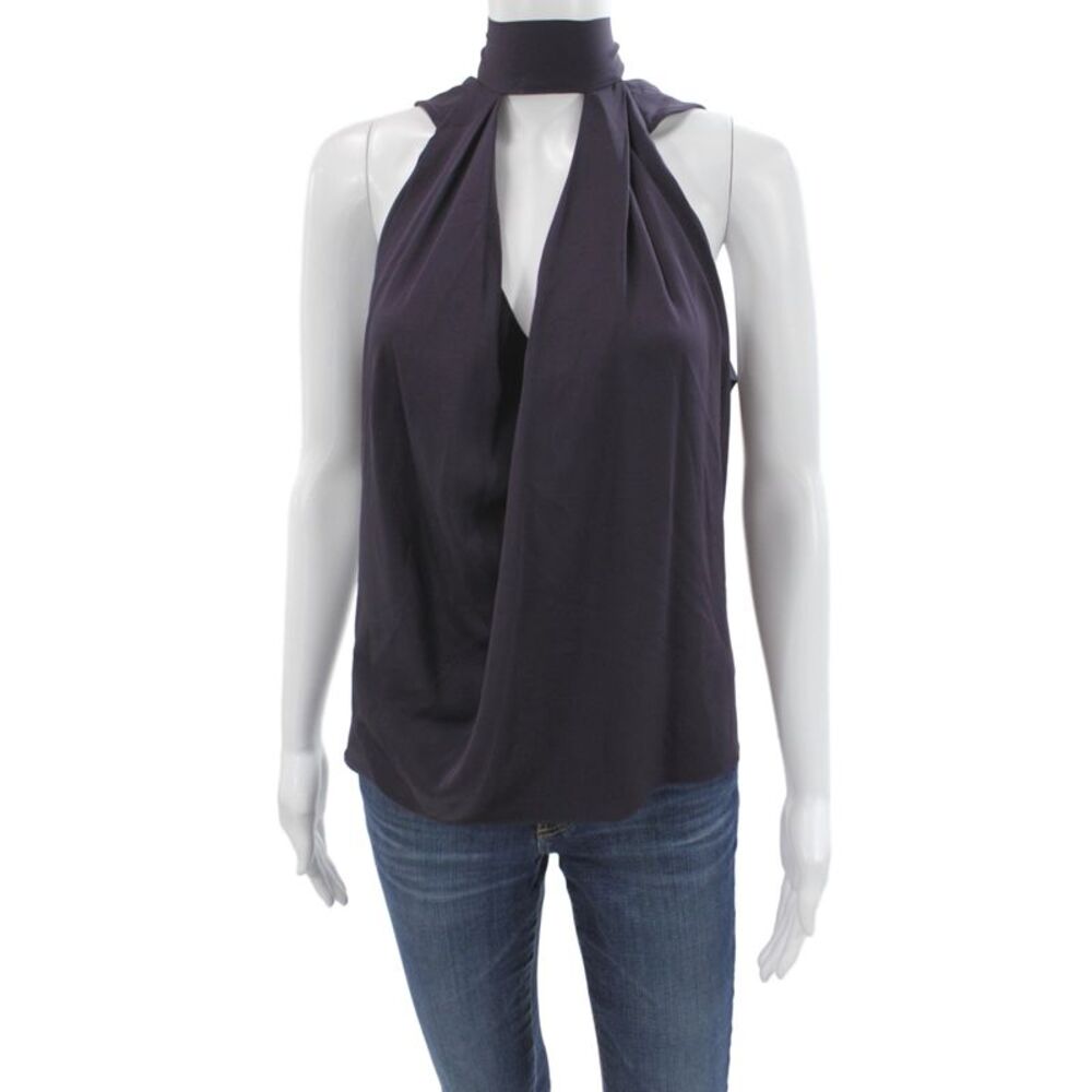 Robert Rodriguez Women Purple Sleeveless High Neck Silk Blouse Size 4